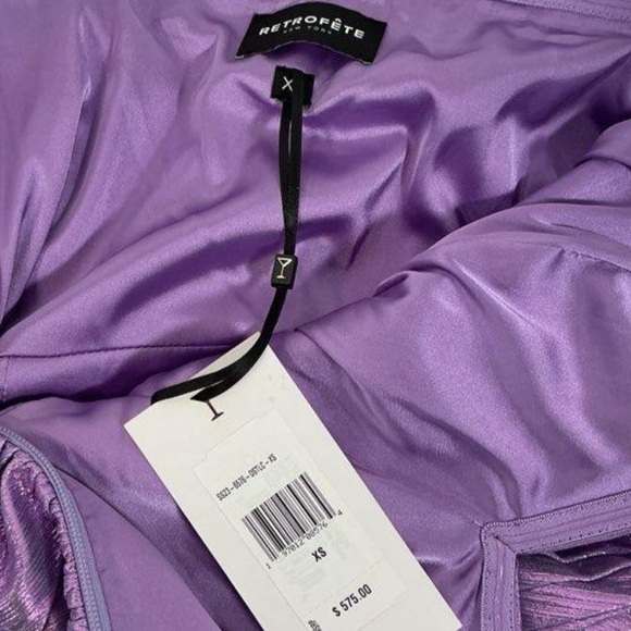 Retrofete Lavender Shimmer Purple Asymmetrical Dress DANIELE XS Shine Retrofête - Picture 3 of 11